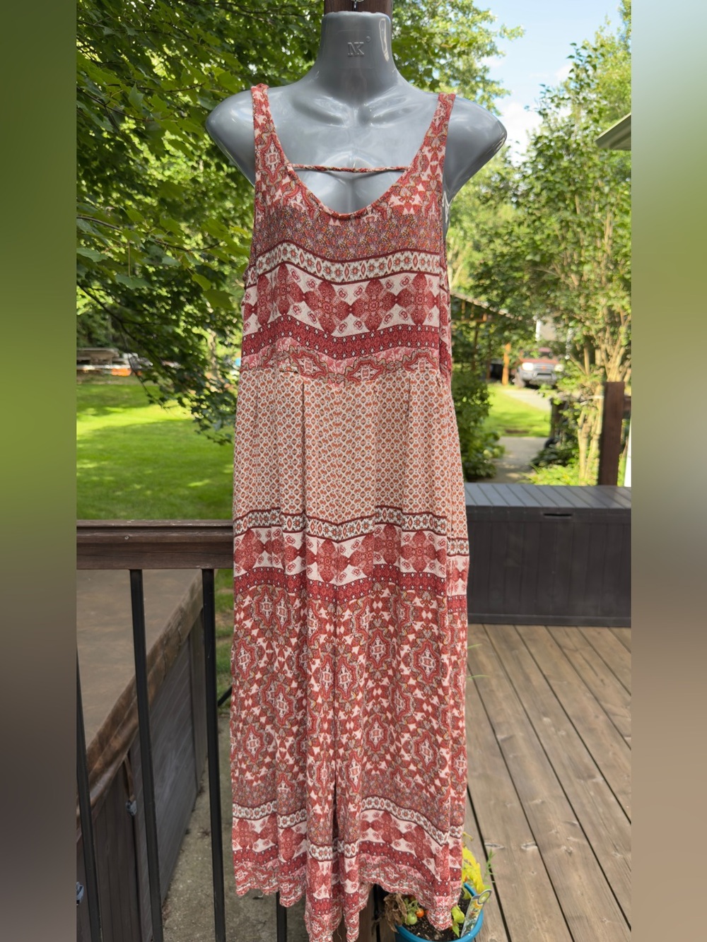 Patrons of Peace Boho Rust Paisley Wide Leg Jumpsuit Size M Cropped Palazzo Pock - Picture 3 of 8